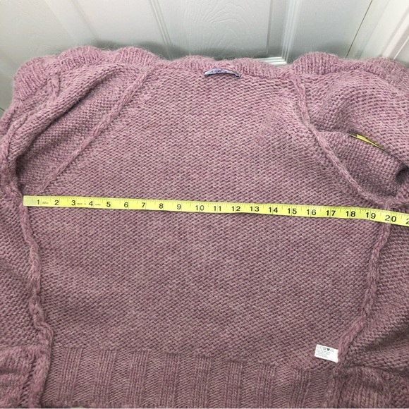 LINK DONNA Alpaca Wool Blend Made Italy Maroon Knit Cardigan M Check Measurement - Picture 13 of 16